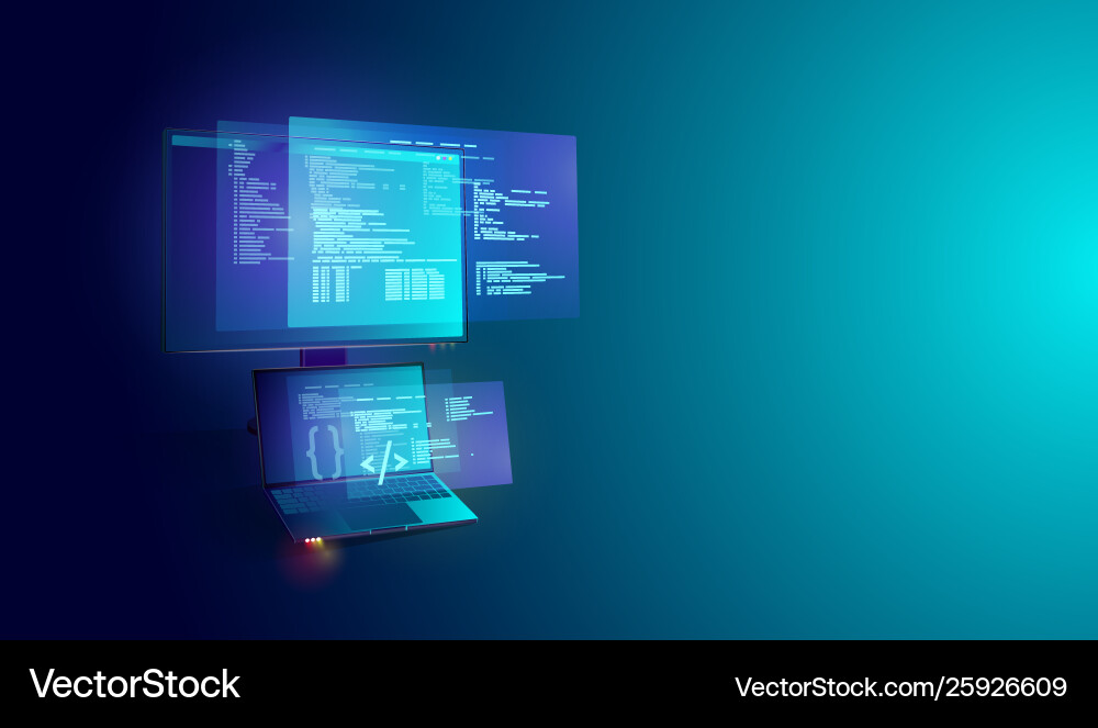 Coding and Development on Laptop Screen vector image