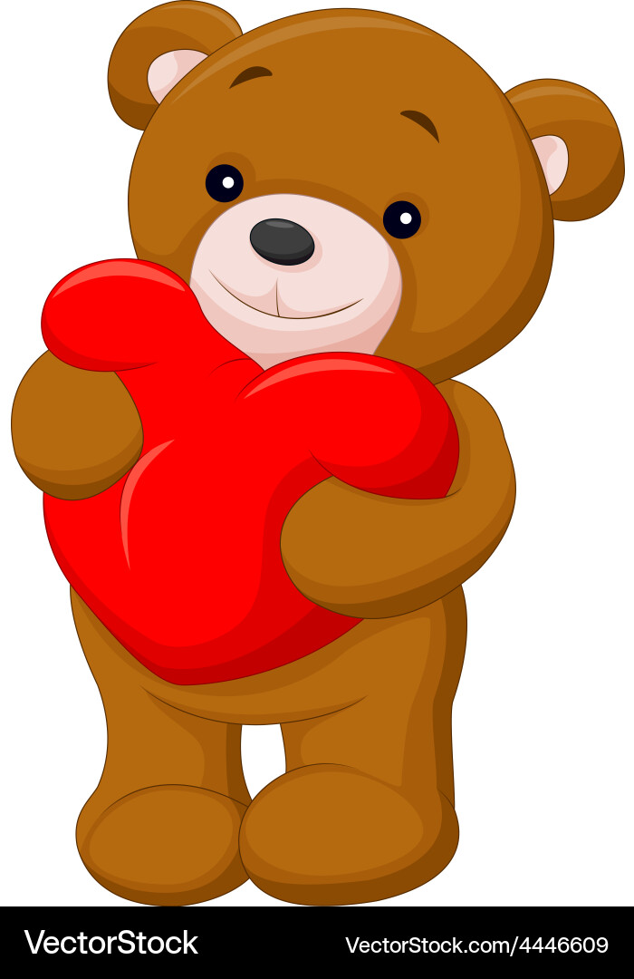 Cute teddy bear holding heart