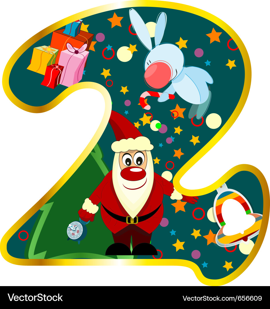 Digit Zwei Weihnachtsfeier Vektorbild