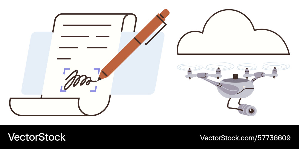 Digital signature creation with cloud storage Digital signature creation with cloud storage vector image
