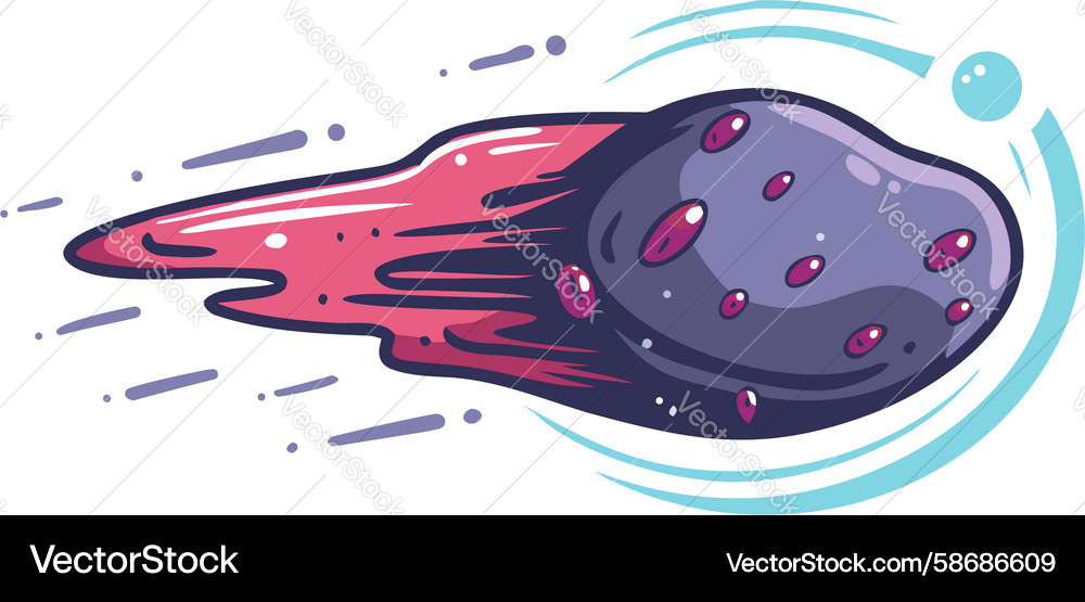Dynamic meteoroid with glowing tail cosmic event Vector Image