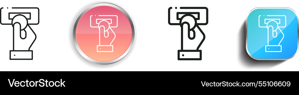 Insert coin icon thin linear regular and button vector image