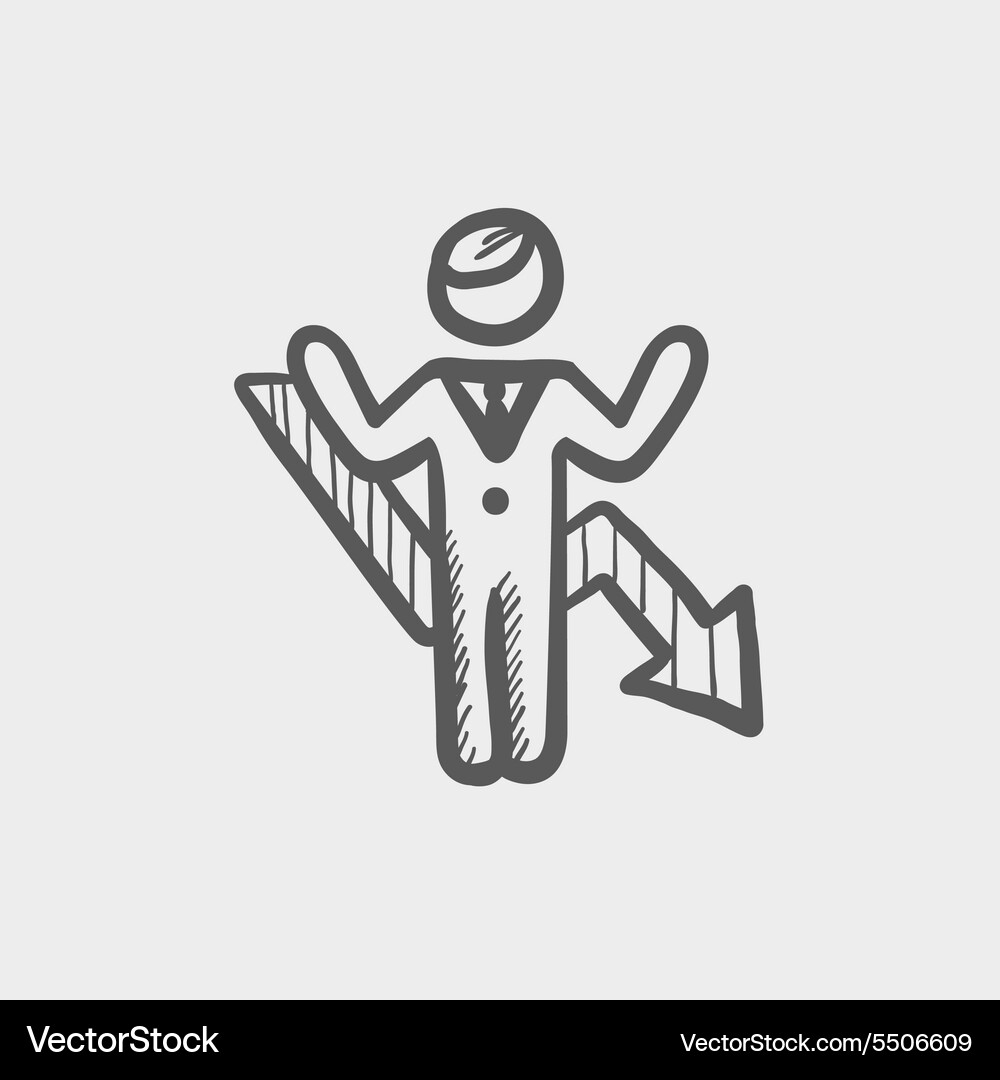 Man with arrow down sketch icon Vector Image