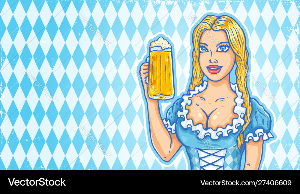 Oktoberfest girl with beer vector image