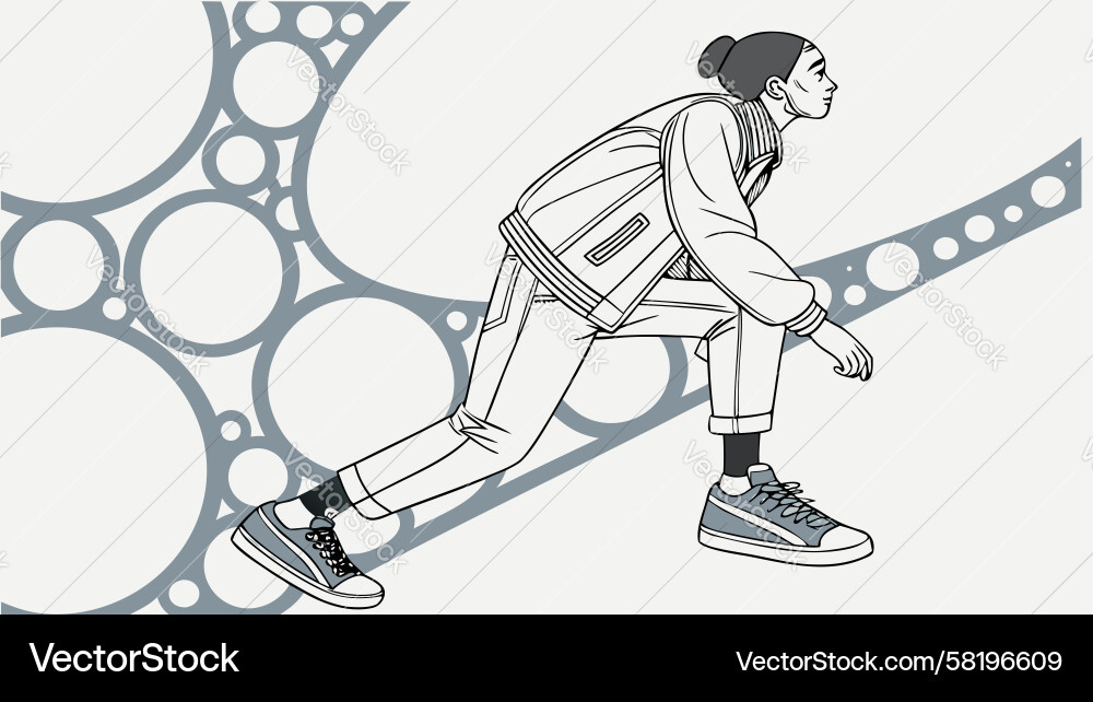 Rollerblader on Geometric Path Vector Image