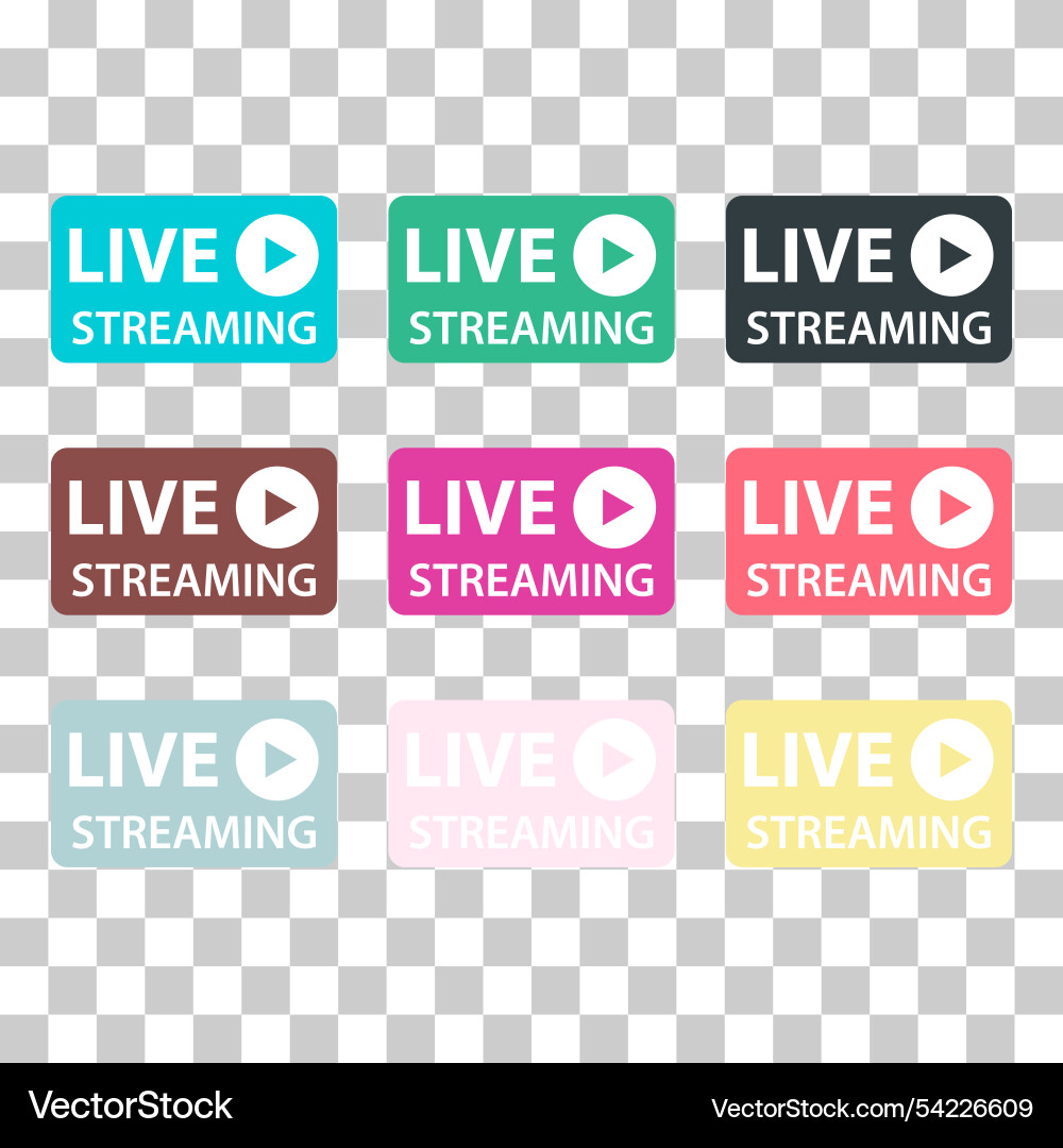 Set of live streaming icon stream button design Set of live streaming icon stream button design vector image