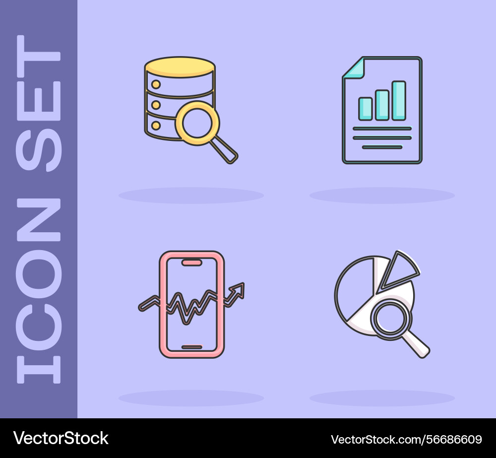 Set search data analysis server mobile stock Set search data analysis server mobile stock Vector Image