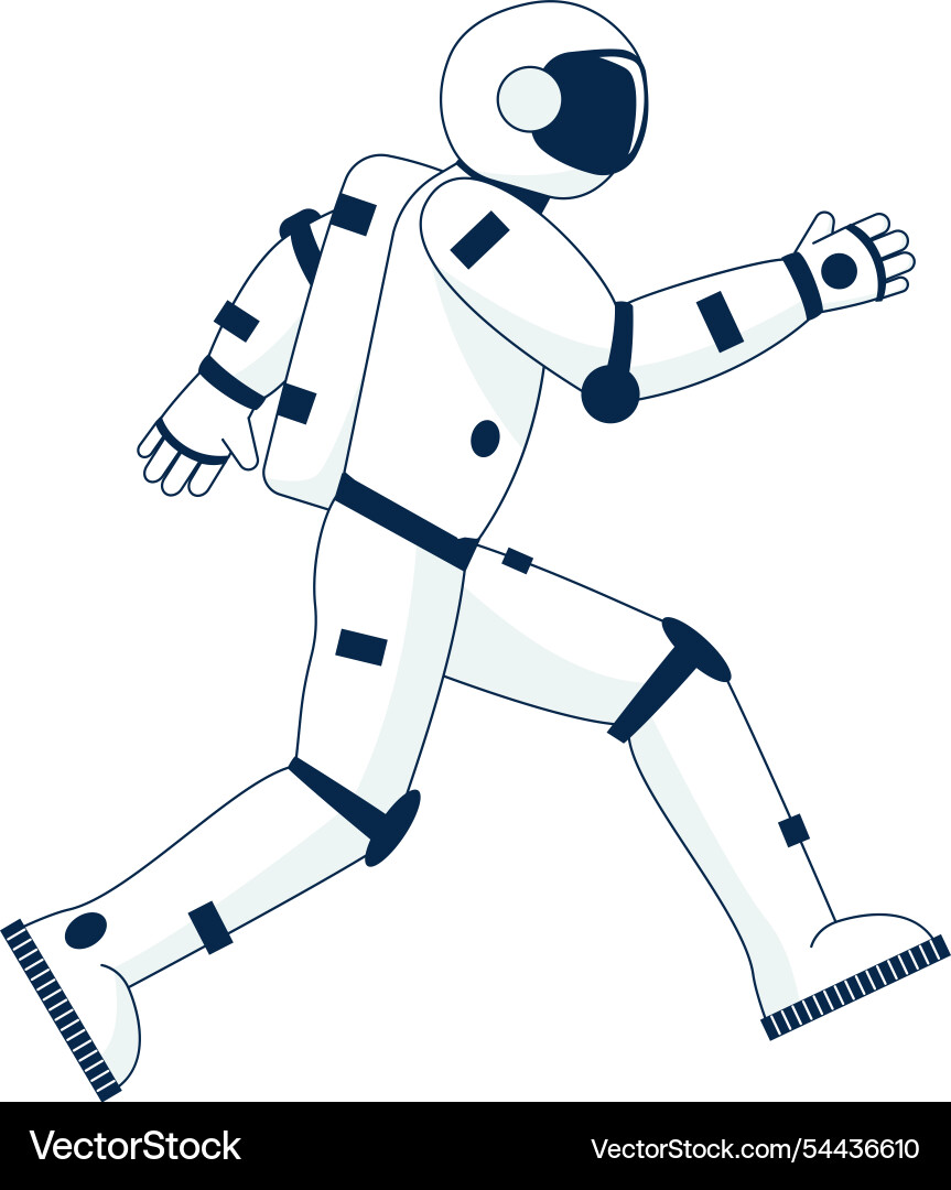 A robot astronaut is running on white background A robot astronaut is running on white background vector image