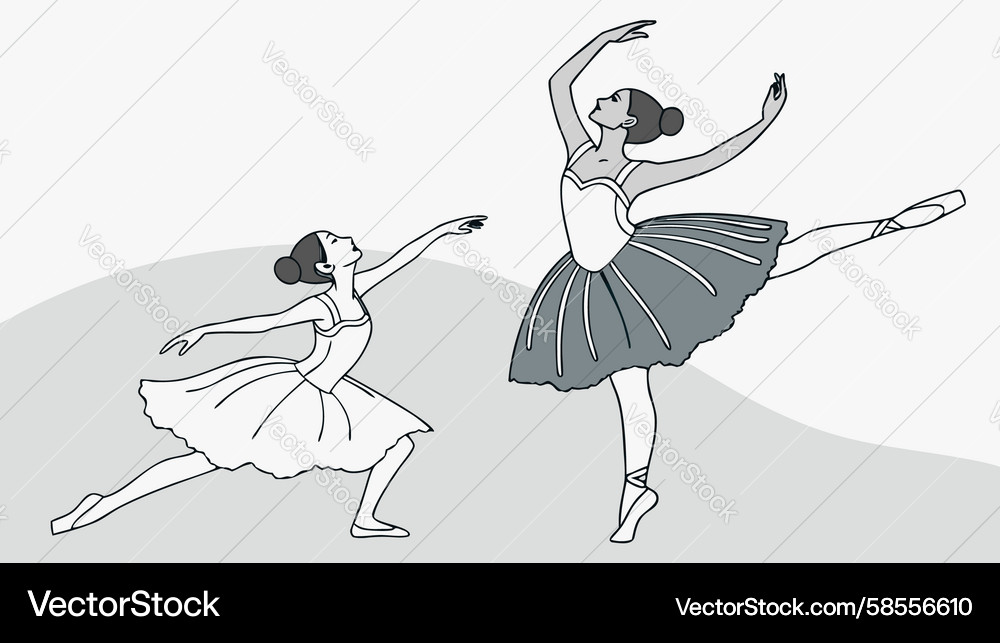 Ballerina in Dynamic Pose Vector Image