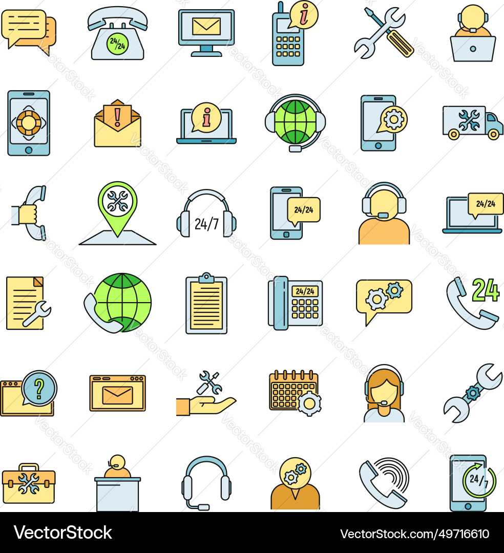 Call service center icons set color Call service center icons set color vector image