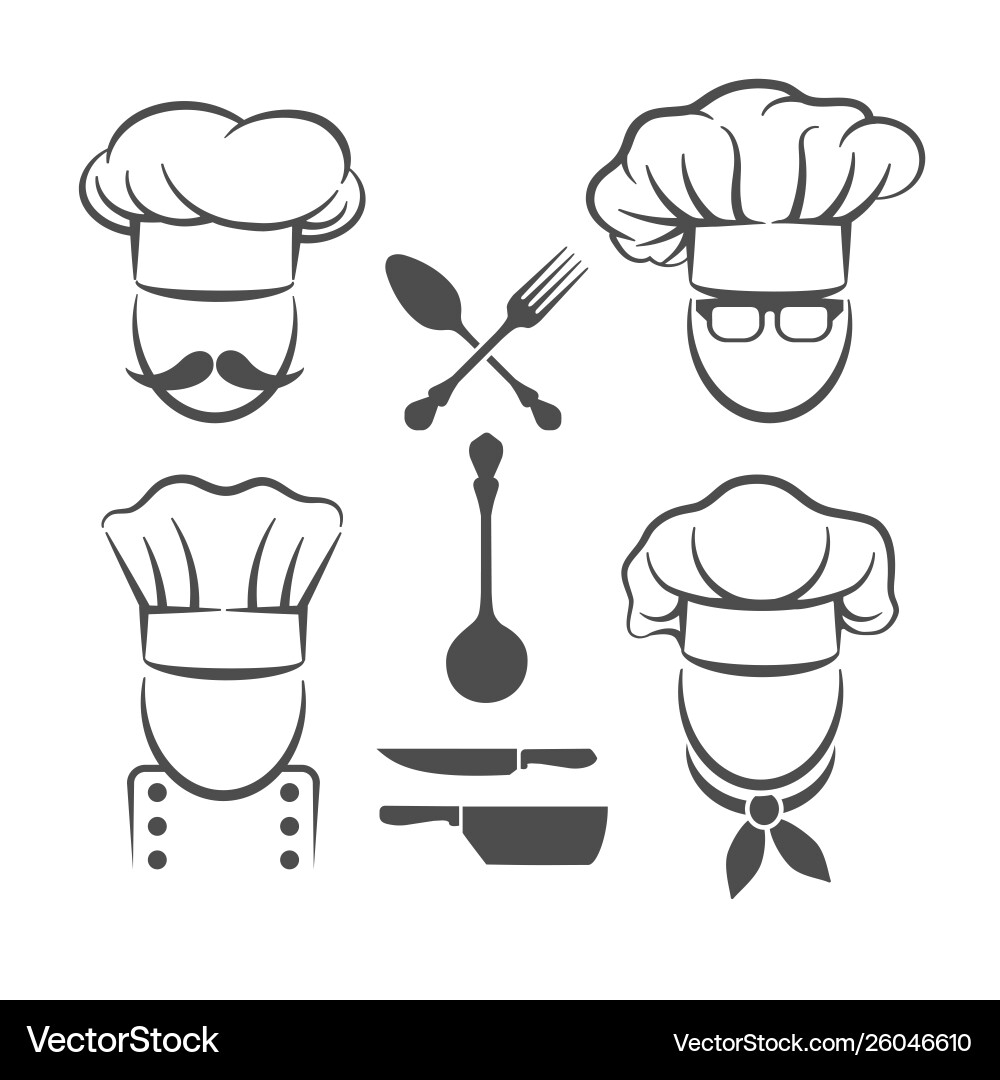 Chef menu logo elements Royalty Free Vector Image