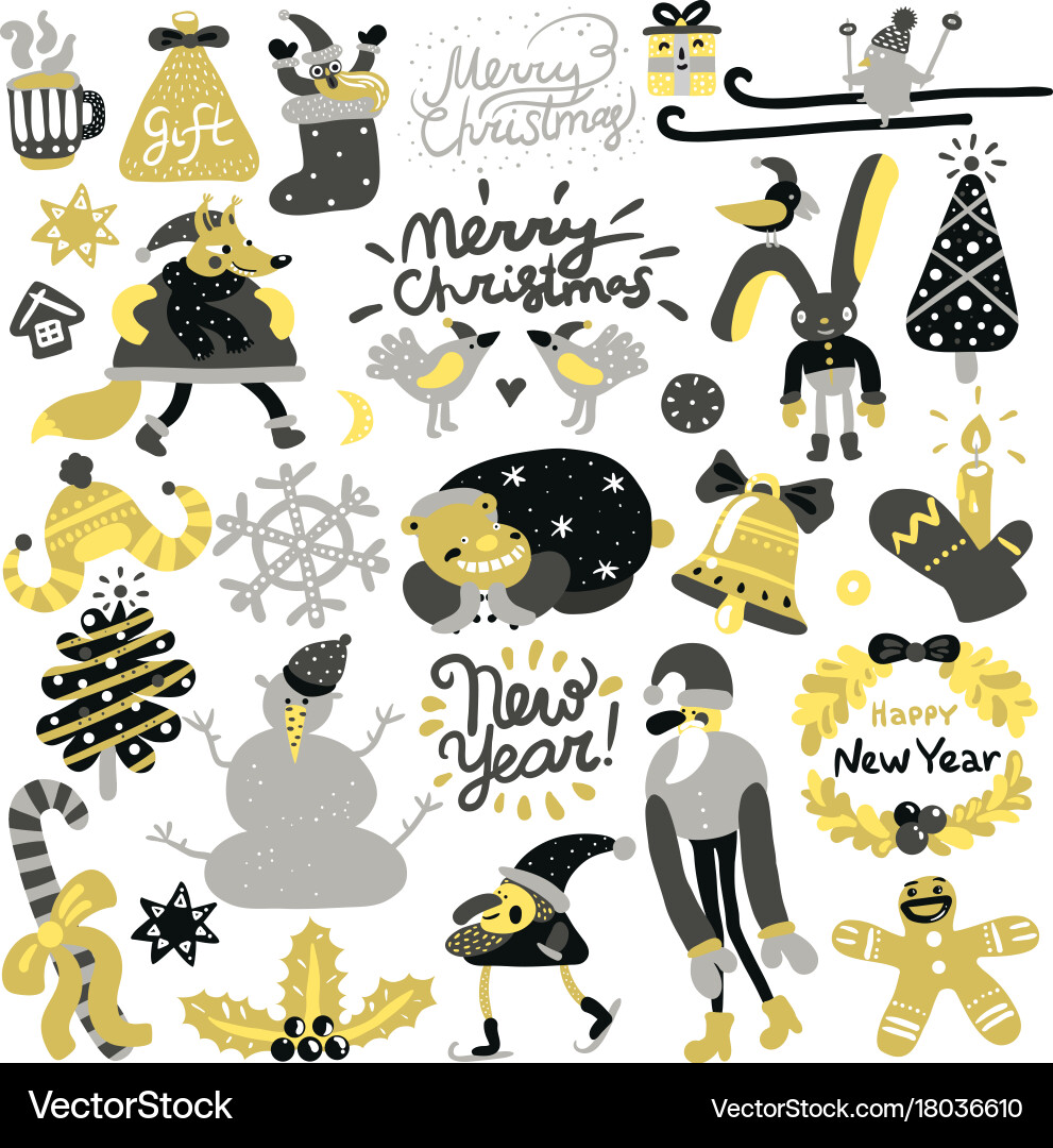 Christmas elements set Royalty Free Vector Image