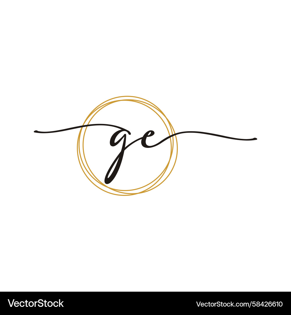 Elegant Script Initial Logo Template - G & E Vector Image