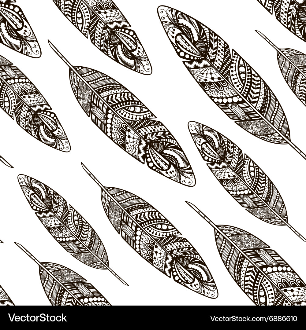 Feather Zentangle Pattern vector image