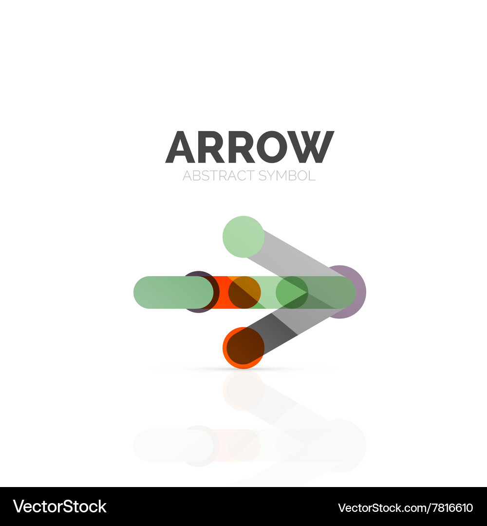 Linear arrow abstract logo connected multicolored Vector Image