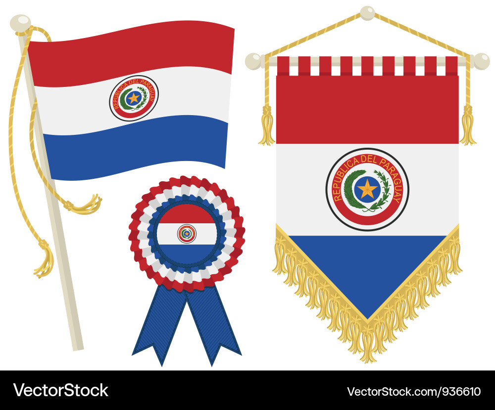 Paraguay Flag Elements Vector Image