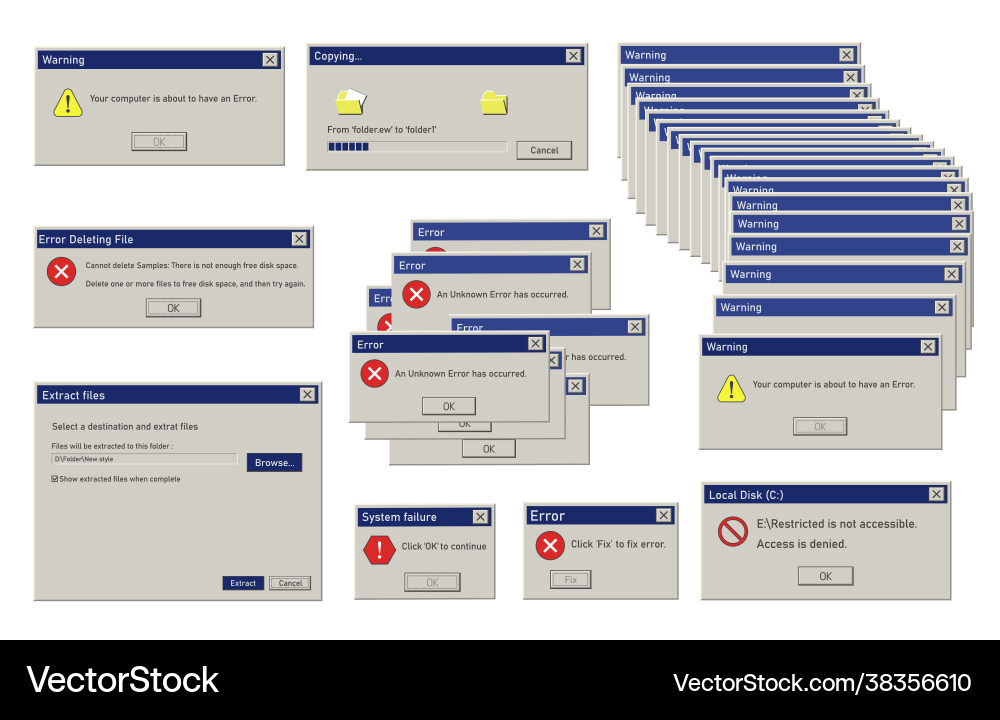 Retro Computer Error Messages vector image