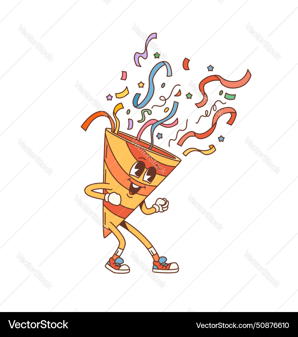Retro Party Popper Character vector image
