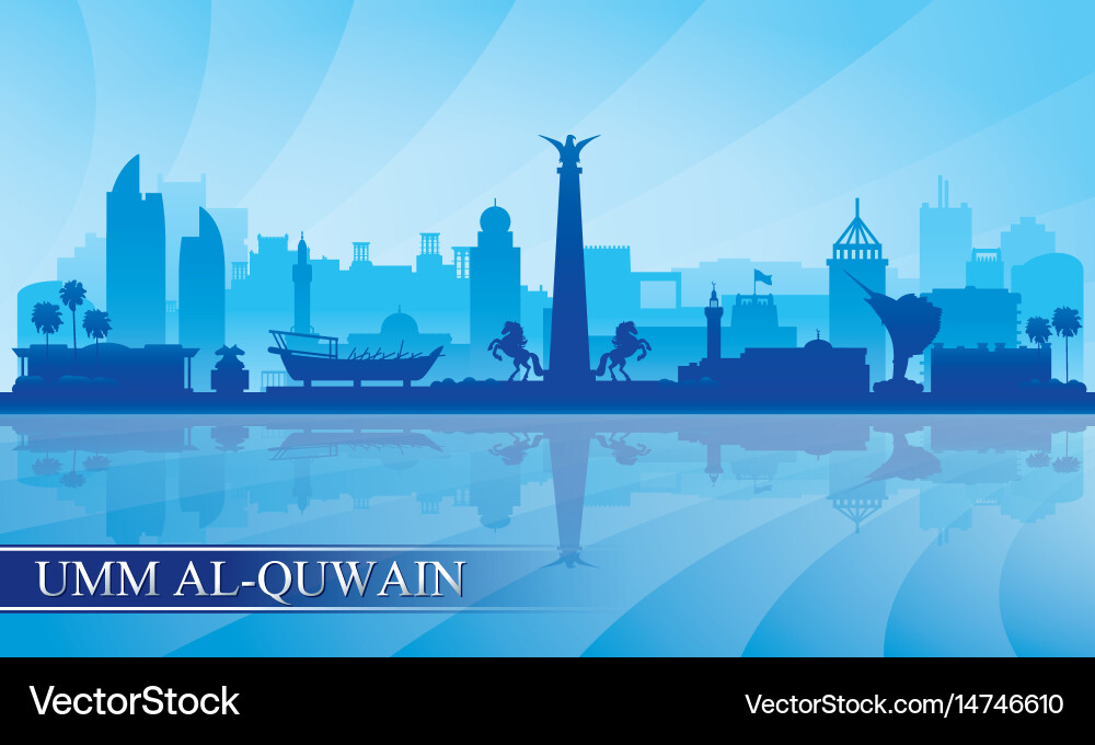 Umm al-quwain city skyline silhouette background Vector Image