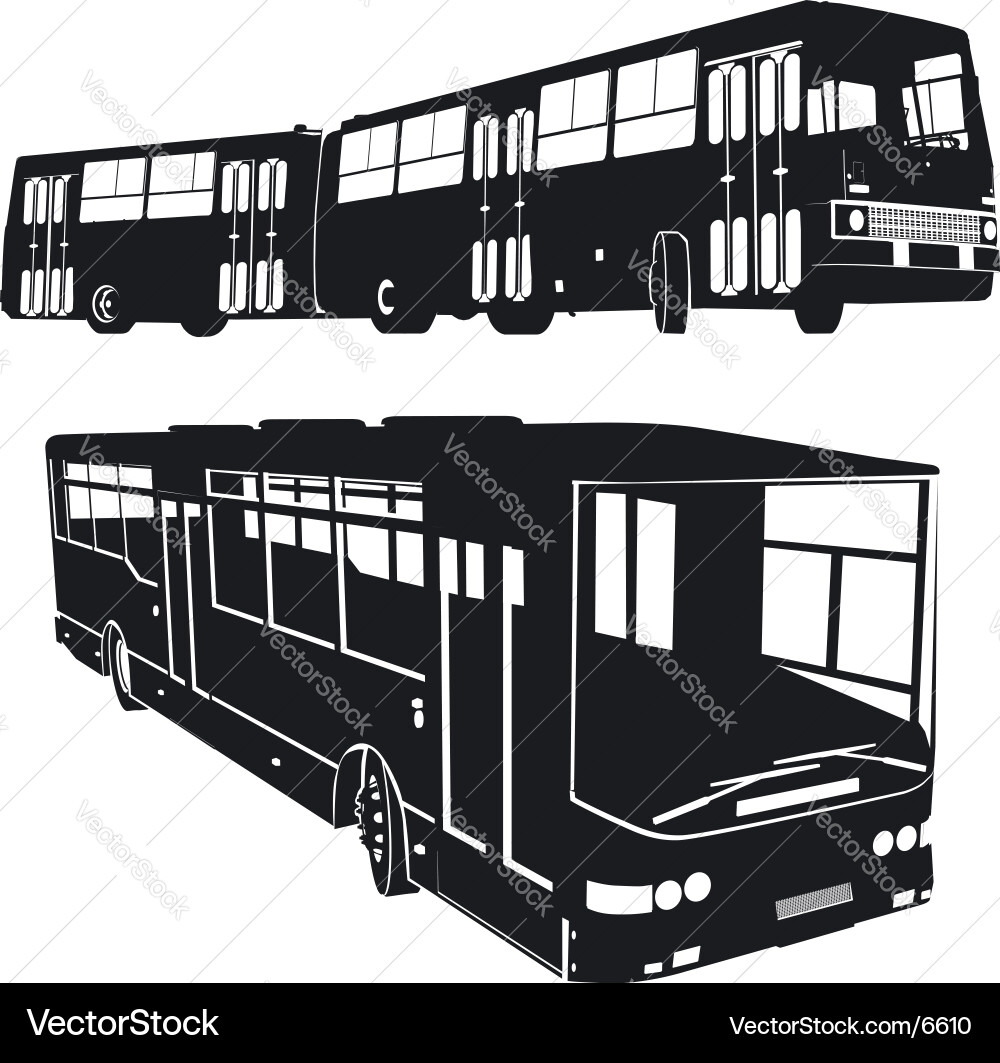 Urban Bus Silhouettes Vector Image