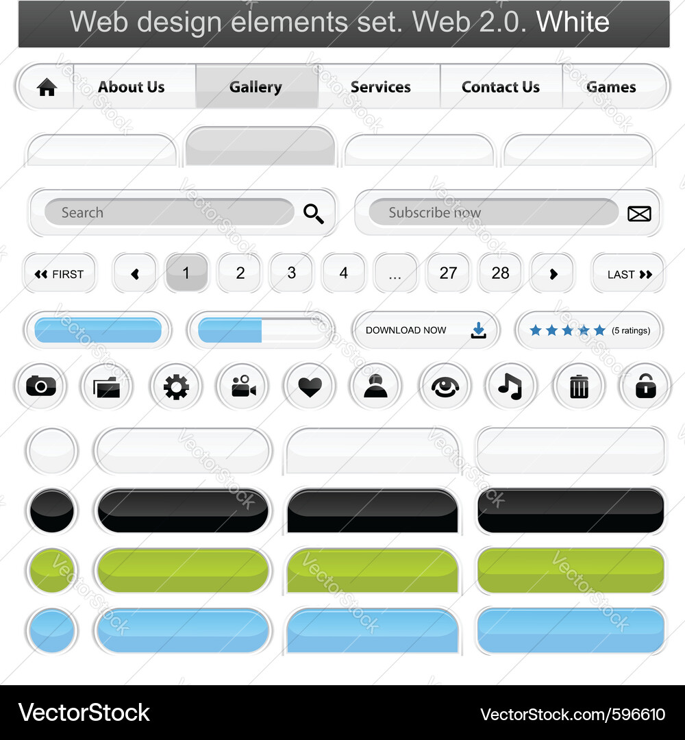 Website Icon Set - White Vector Image