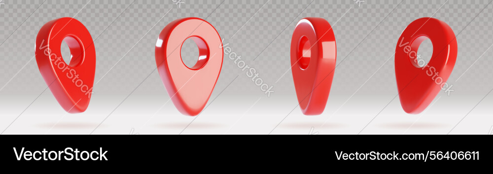 3d map pins set isolated on transparent background 3d map pins set isolated on transparent background vector image