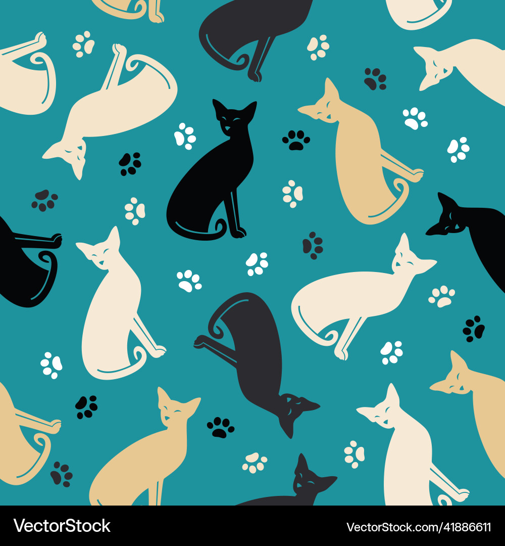 Cat Paw Print Seamless Pattern vector image