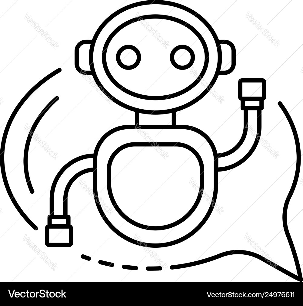 Chat bot in a bubble icon outline style Chat bot in a bubble icon outline style vector image