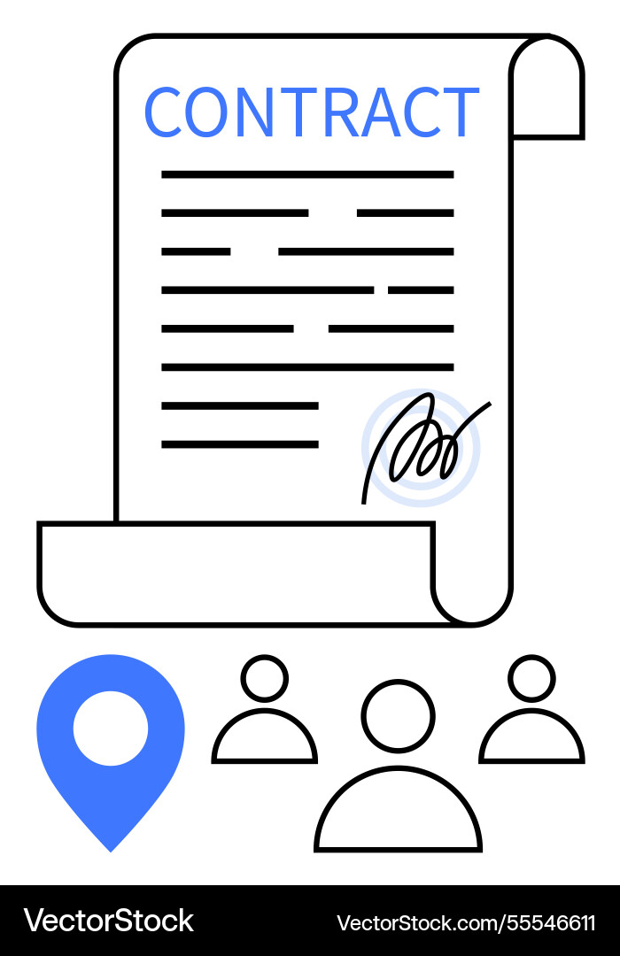 Contract document with signature group icons Contract document with signature group icons vector image