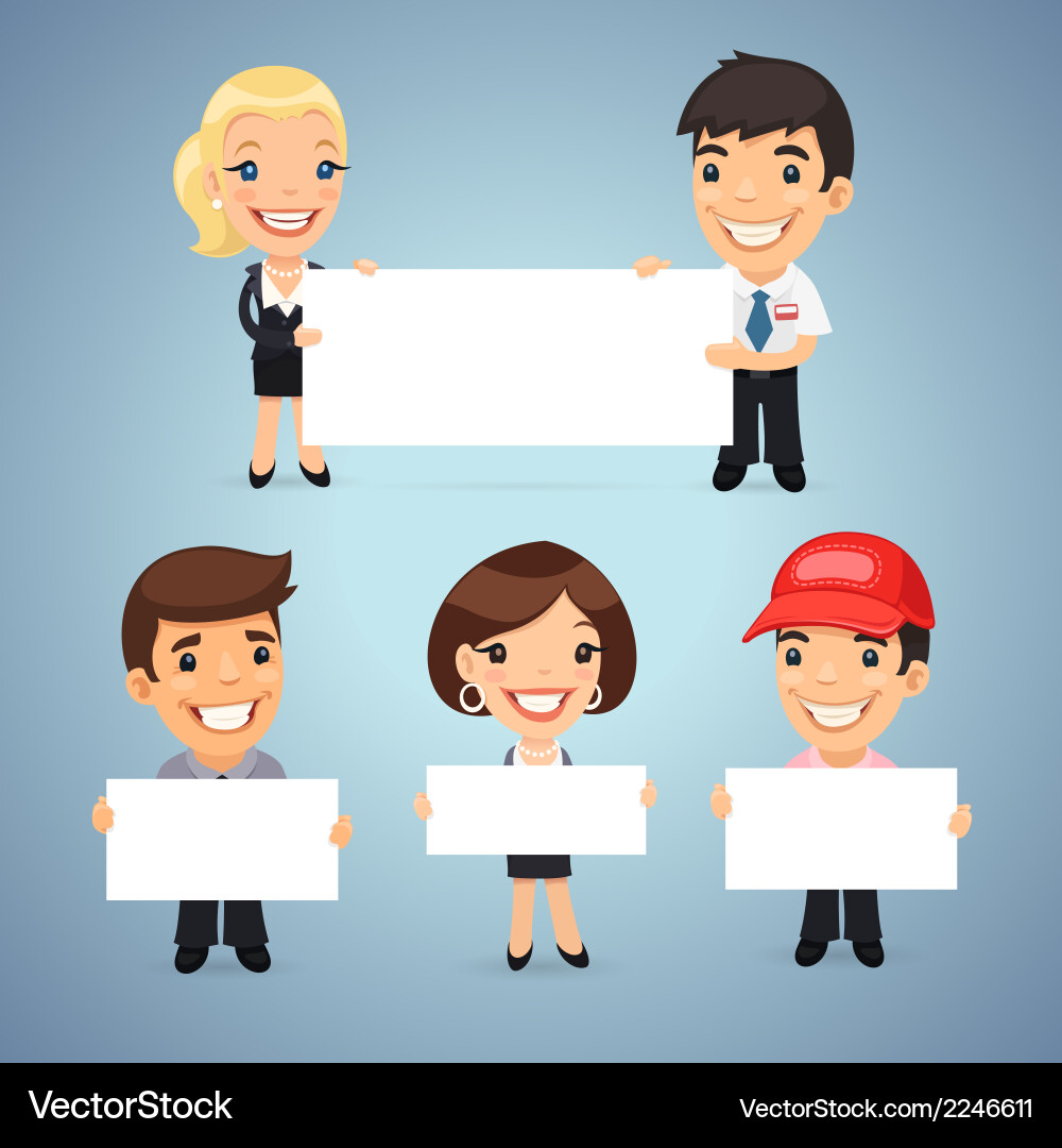 Managers with blank placards Vector Image