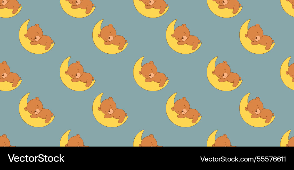Nahtloses Muster mit Babybär auf Mond Nahtloses Muster mit Babybär auf Mond vektorbild