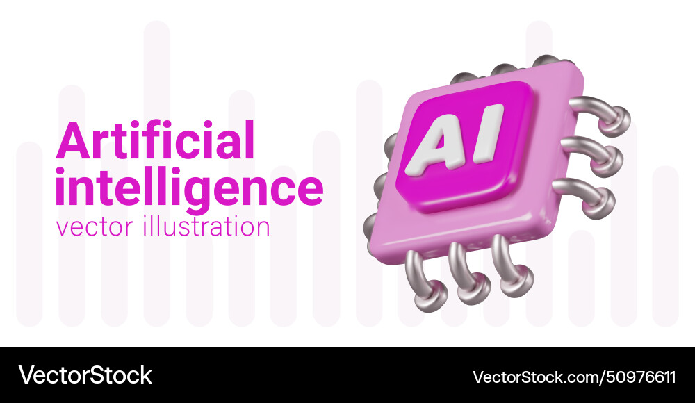 Pink processor with ai marking realistic Pink processor with ai marking realistic Vector Image