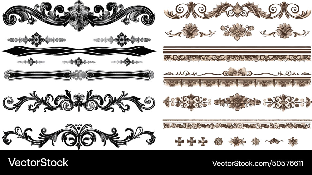 Set horizontal border and frame Royalty Free Vector Image