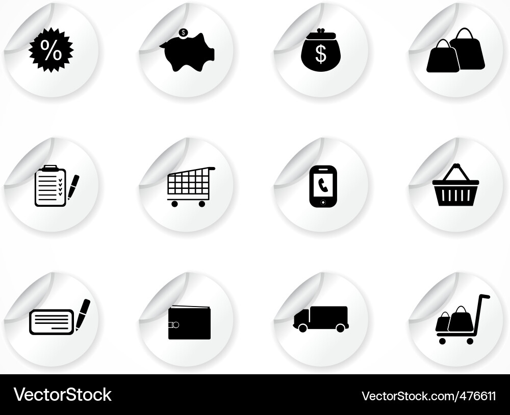 Stickers with icons Vector Image