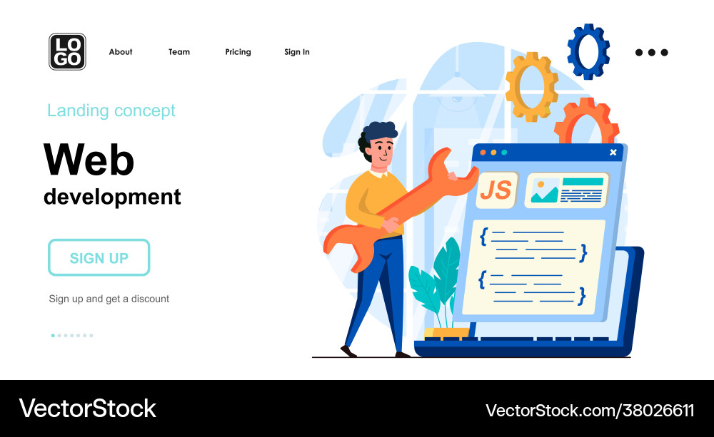 Web development concept developer creates layout vector image