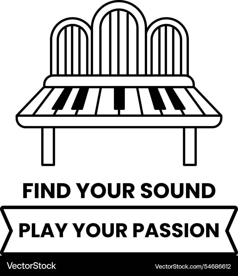 A bench with keyboard on it that says find A bench with keyboard on it that says find vector image