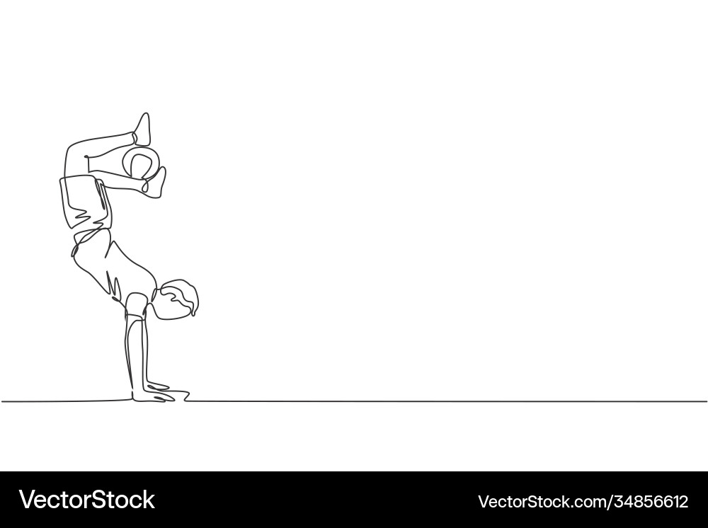 Continuous Line Handstand Soccer Player vector image