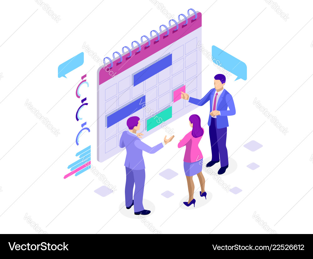 Isometric online business schedule planning Isometric online business schedule planning vector image