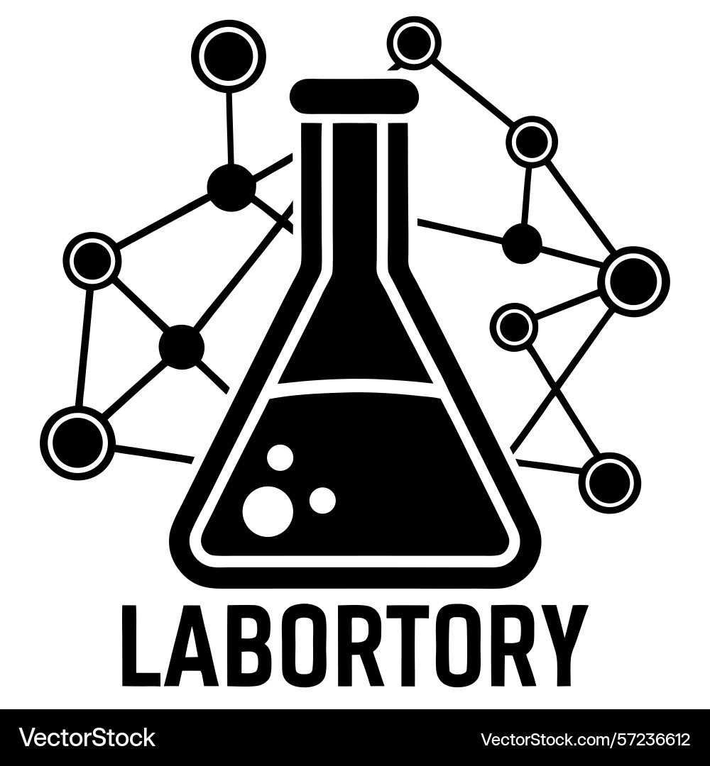 Laboratory flask with molecular connection symbol Vector Image