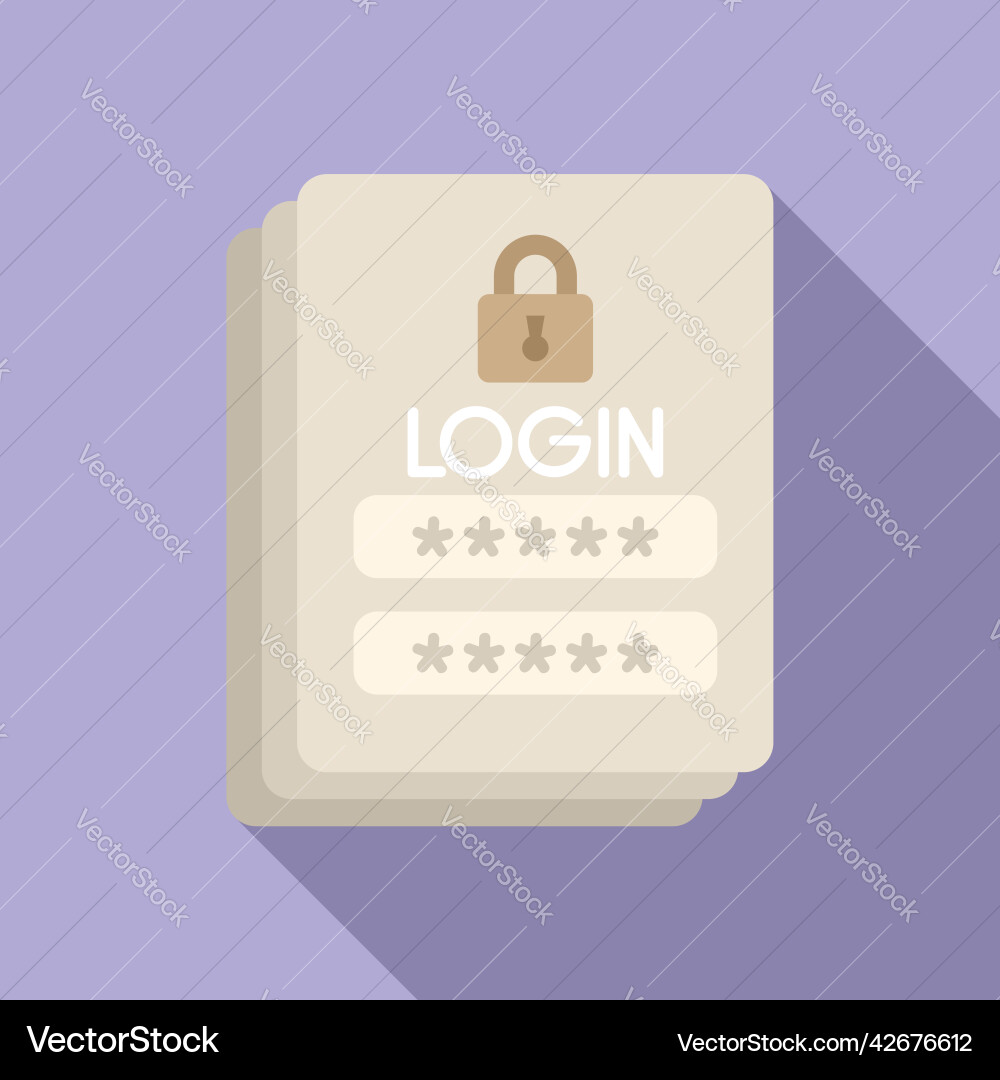 Login password icon flat page log Login password icon flat page log vector image