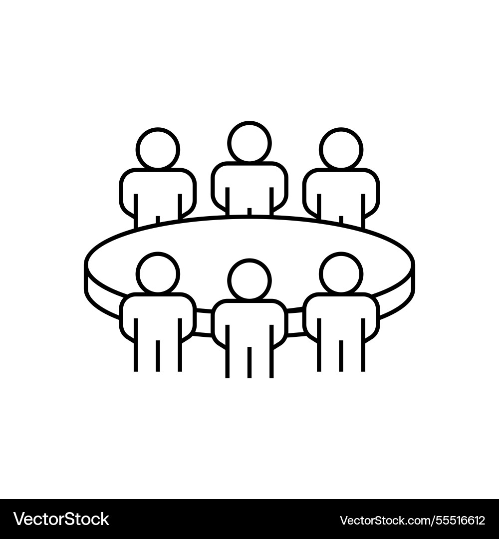 Roundtable discussion line icon linear style sign Roundtable discussion line icon linear style sign vector image