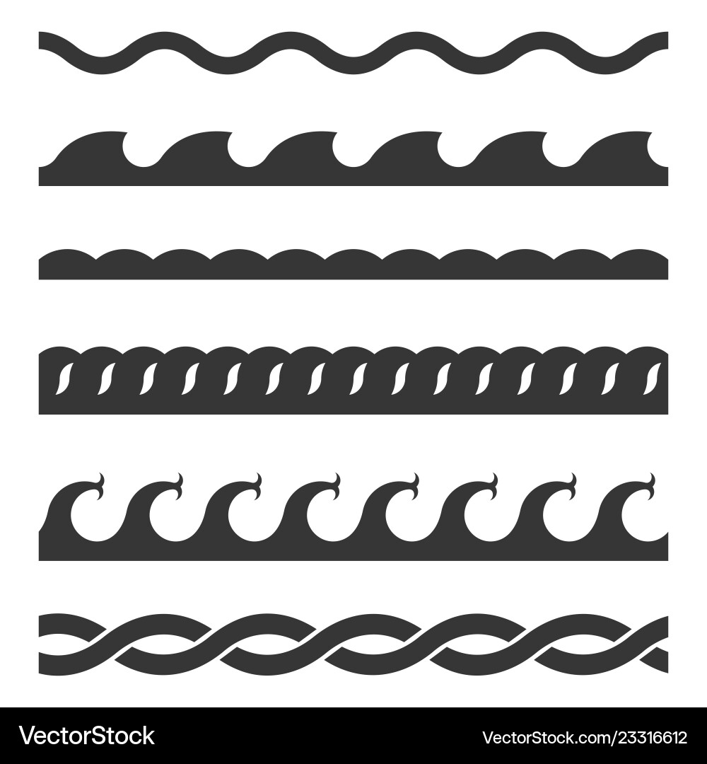 Seamless wave pattern set template vector image
