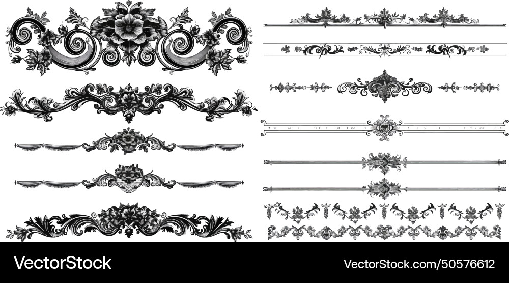 Set of decorative horizontal elements Vector Image
