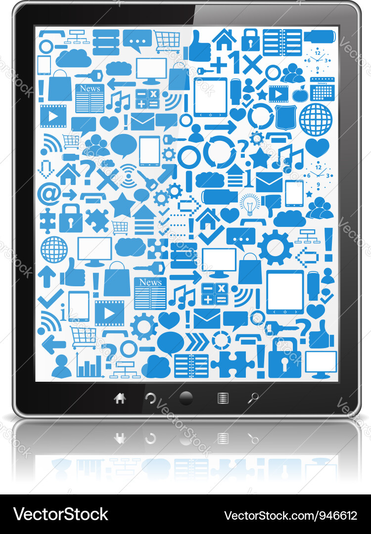 Tablet Display with Icons vector image