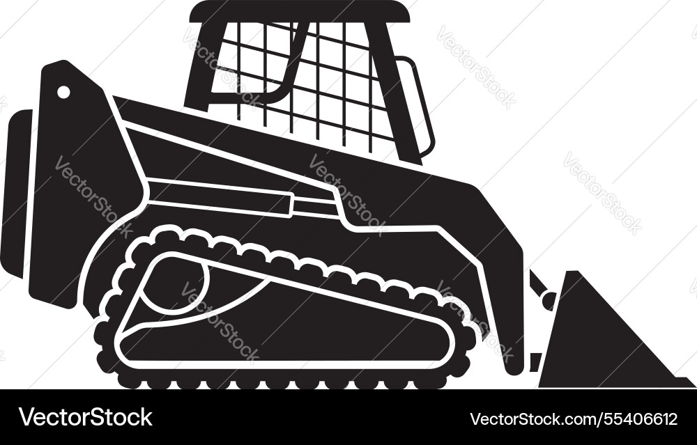 Tracked skid loader earthmover silhouette Vector Image