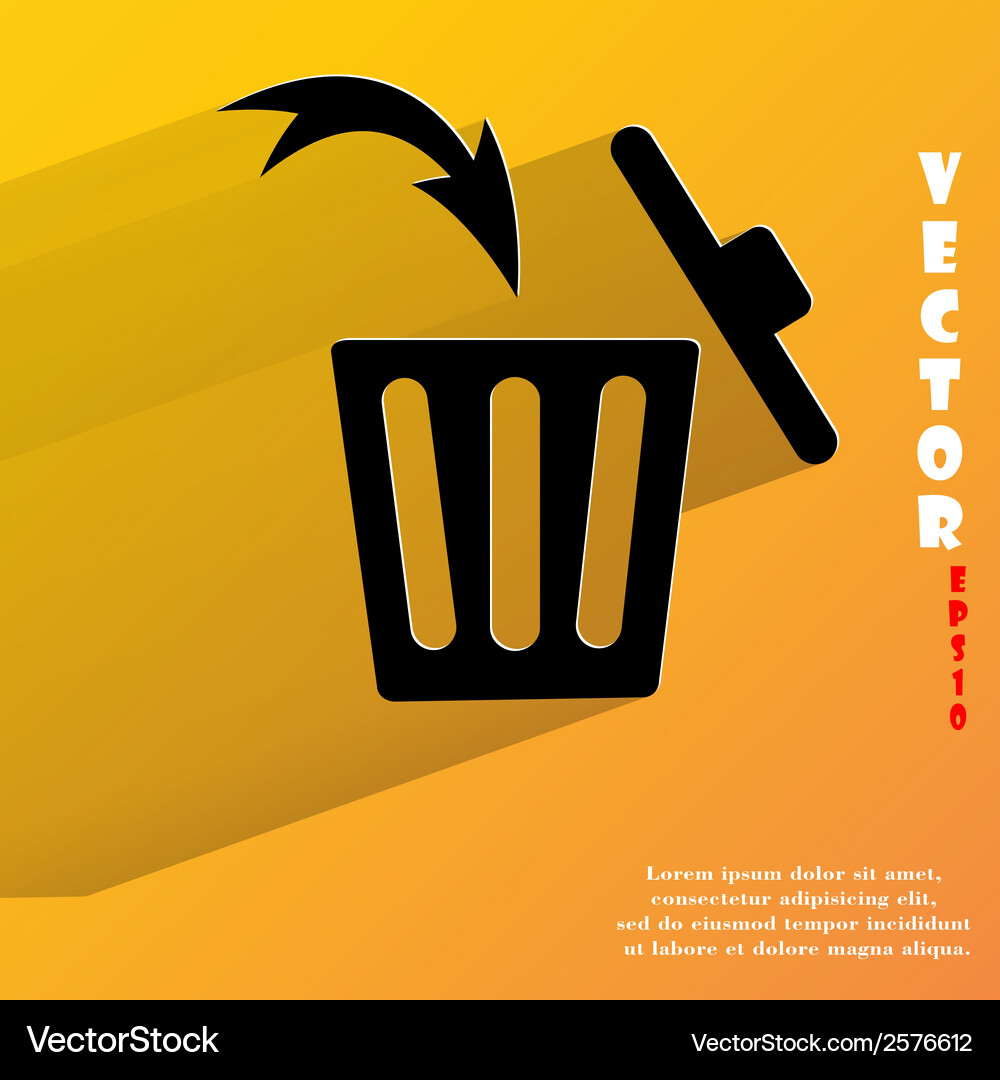 Trash bin flat modern web button with long shadow Vector Image