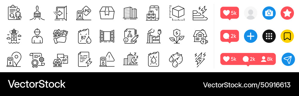 Algorithm home charging and entrance line icons Algorithm home charging and entrance line icons vector image