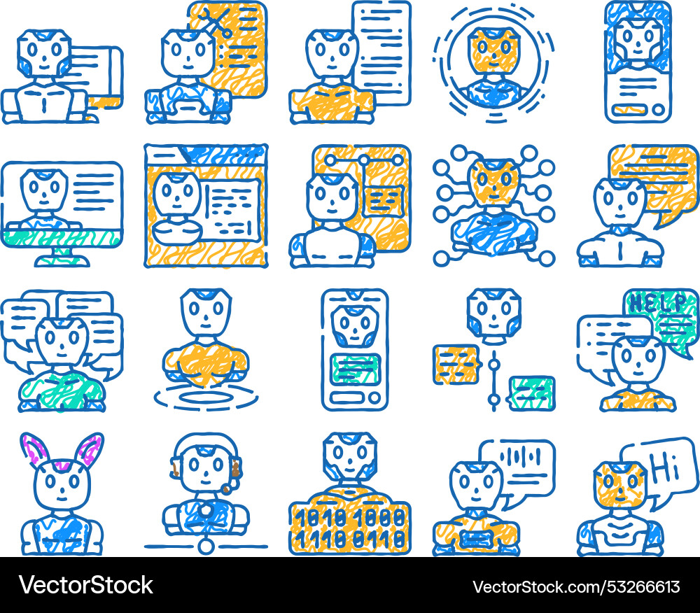Chat bot robot service icon hand drawn Chat bot robot service icon hand drawn vector image