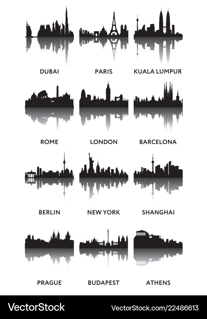 City Skyline Silhouettes Vector Image