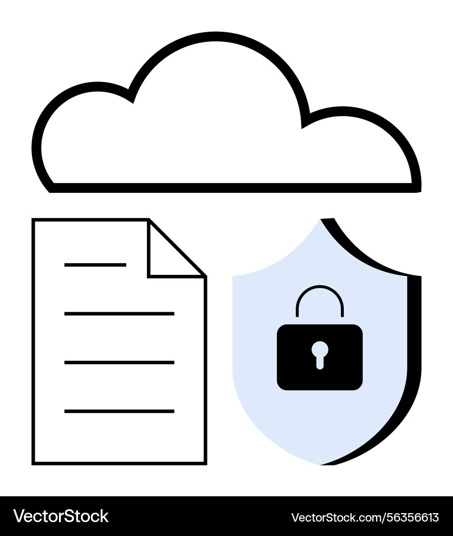Cloud computing with data protection and document vector image